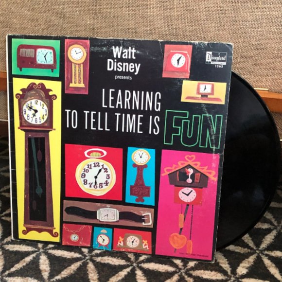60's "Learning to Tell Time is Fun" Record - Walt Disney Album -Children's Album - Picture 1 of 8